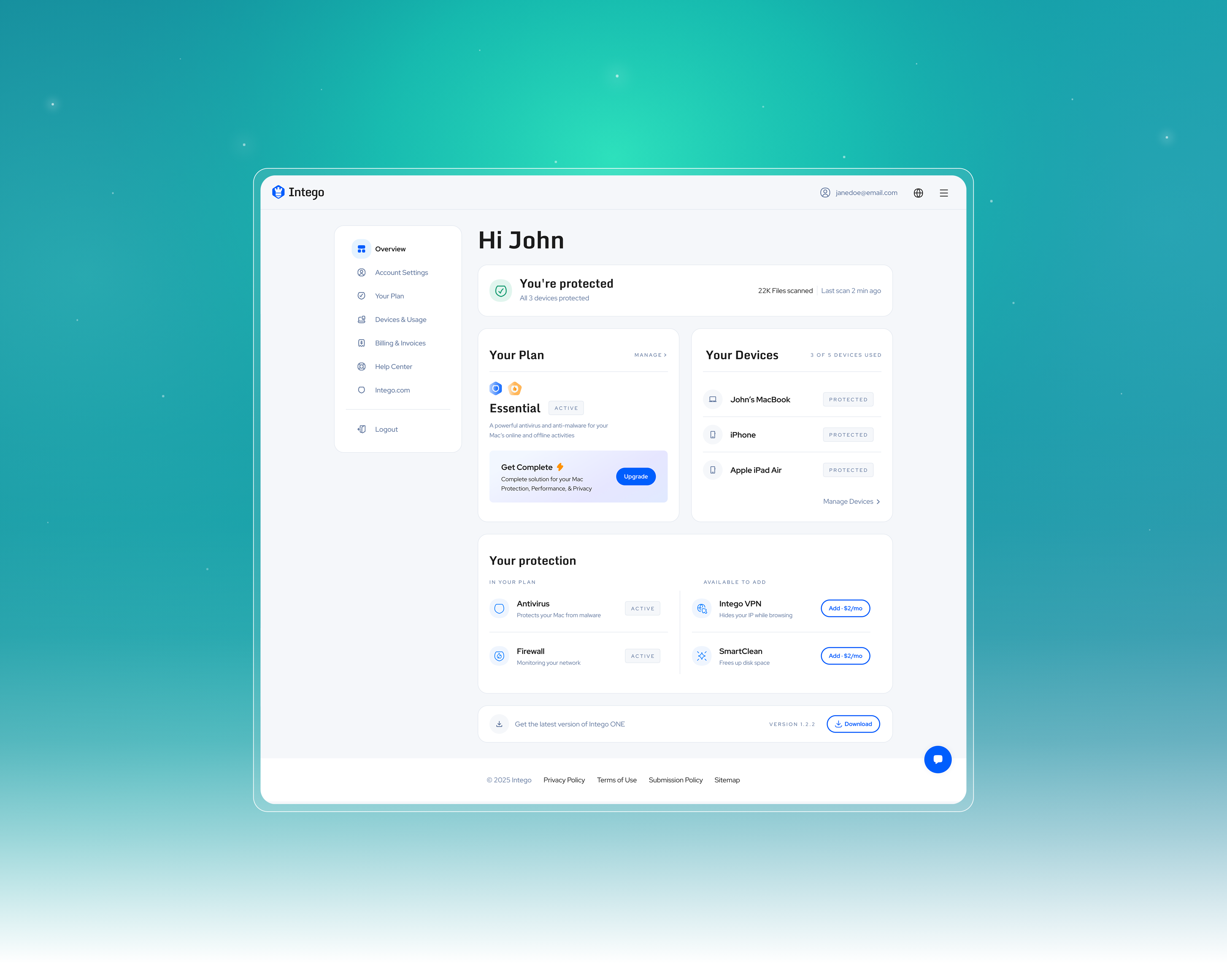 Intego web account